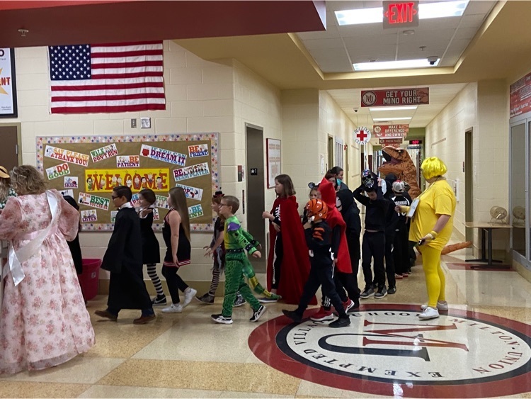 Students waiting to go outside for the Halloween Walk