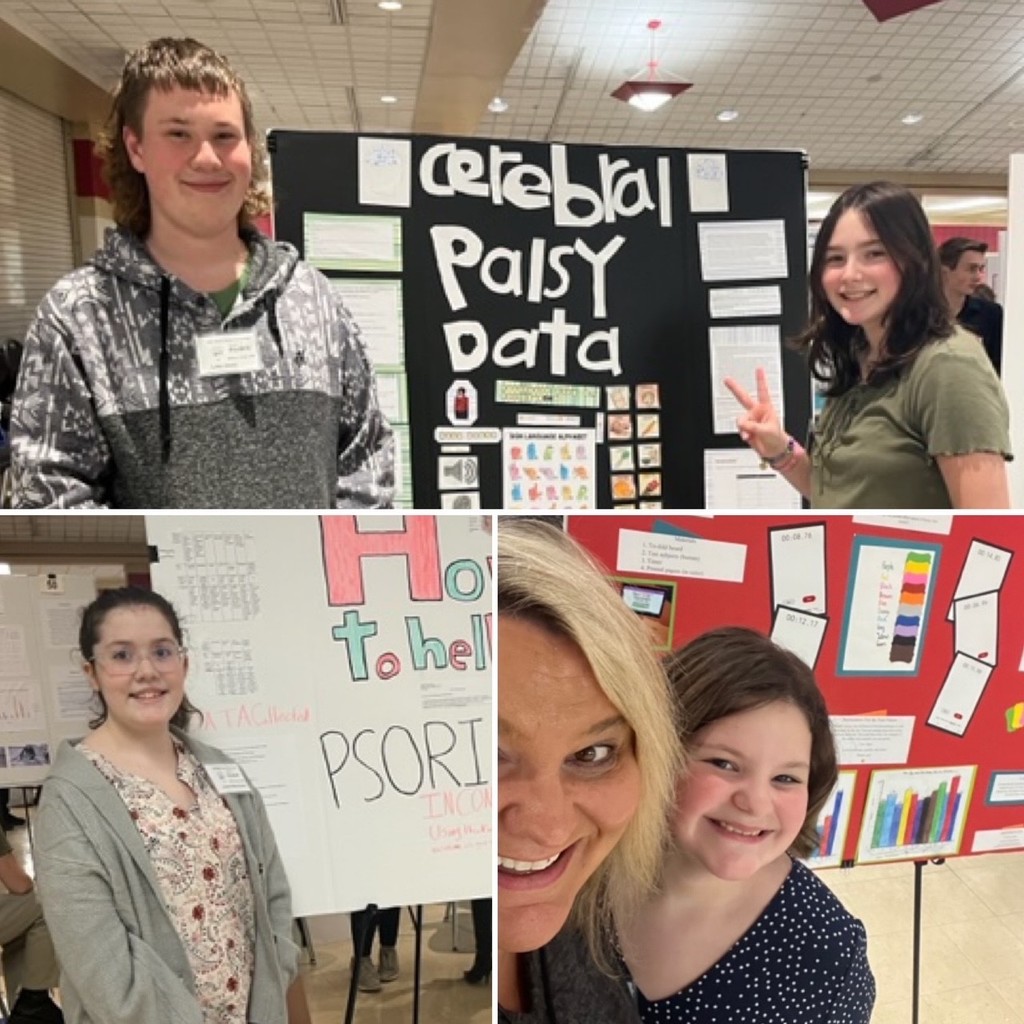 Student presentation at Miami County Science Fair and Hadley with Ms. Shade