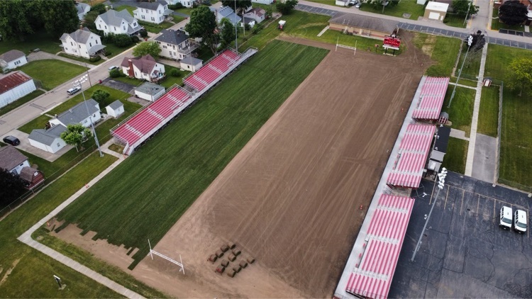 Aerial view Memorial Stadium turf project 