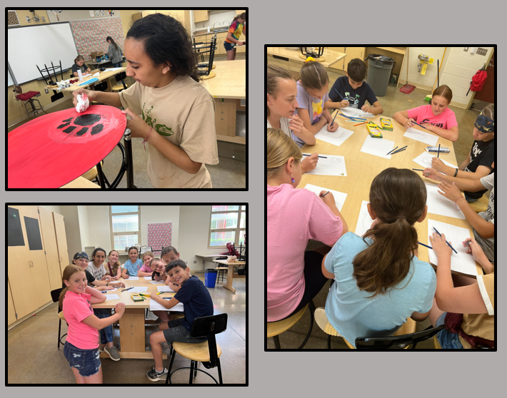 Middle School students working on summer Art Seminar projects